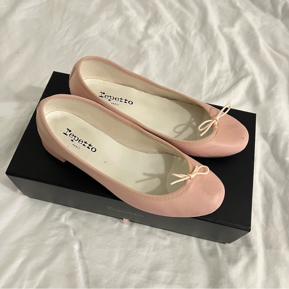 Repetto Camille Pink Ballet Flats with block heel